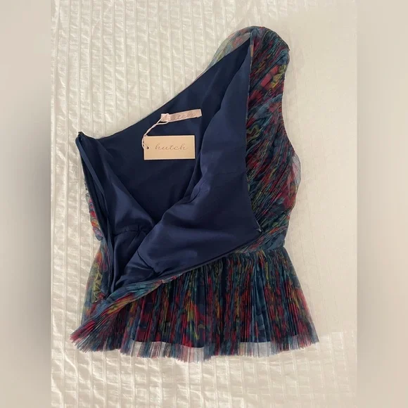 Hutch for Anthropologie One-Shoulder Multicolor Pleated Top - Picture 2 of 4